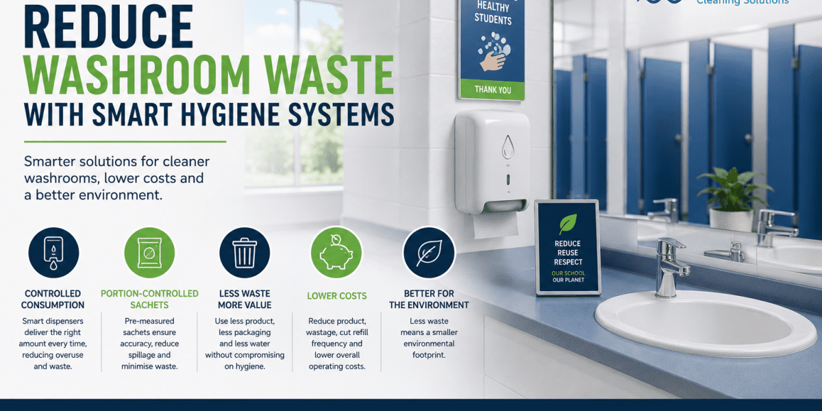 school washroom with smart hygiene dispensers installed